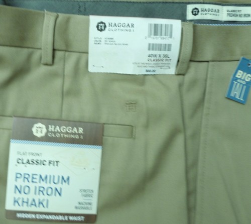 HAGGAR NO IRON KHAKI MENS BIG & TALL CASUAL TWILL PANTS STRAIGHT LEG LIST $55 - Picture 9 of 12