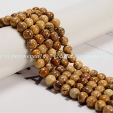 Picture Jasper Smooth Round Loose Beads 6mm 8mm 10mm 12mm 15" Strand
