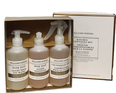 Williams Sonoma Spiced Chestnut Kitchen Cleaning Kit Hand & Dish Soap + Spray