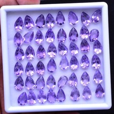 VVS 10 Pcs Natural Amethyst 12mm 8mm Pear Cut Sparkling Purple Loose Gemstones