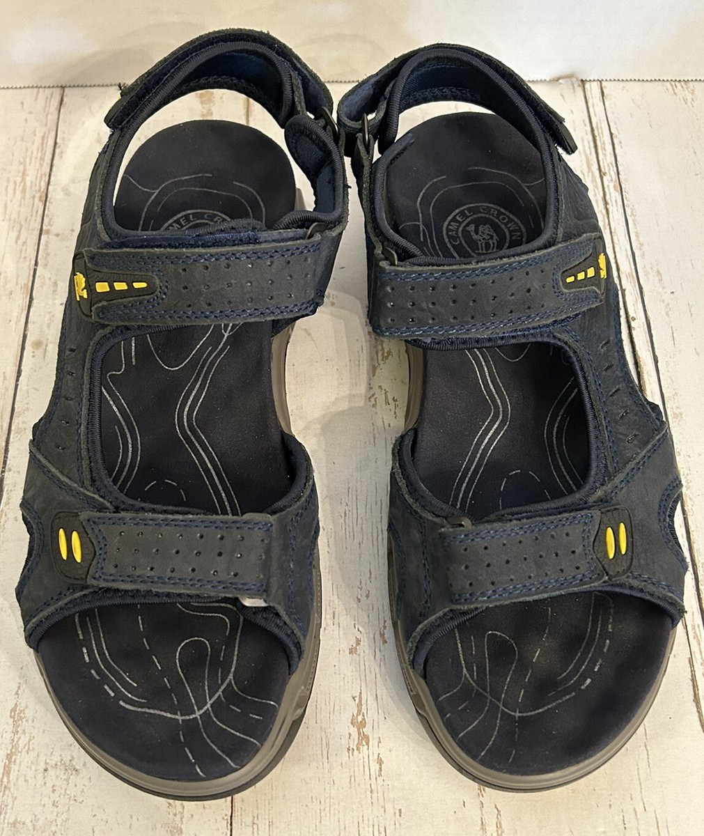 CAMEL Crown Men’s Navy and Gray Sandals with Yellow Logo Amazon.com | CAMEL CROWN Mens Hiking Sandals Waterproof with  main image 4