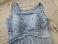 NWT Davids Bridal sky blue ruched grecian bridesmaid sleeveless maxi dress sz 2