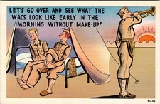 Vintage Comic Postcard Military Let's Go Over And See What The Wacs.......