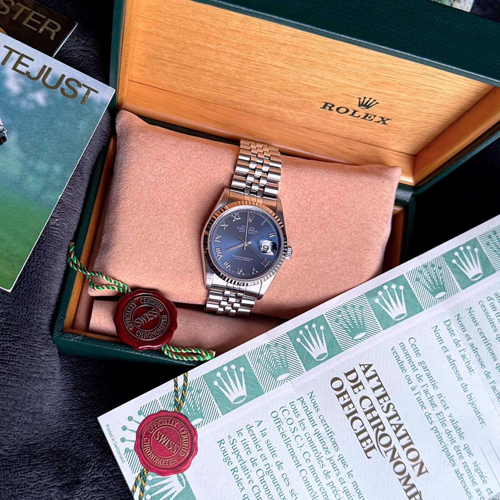 Rolex Datejust 16234 Blue Roman Dial | Jubilee | Full Set Box & Papers | 1996