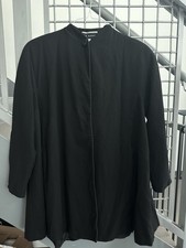 Saks Fifth Avenue The Works Vintage Black Mid-Length Wool Coat Button Accents