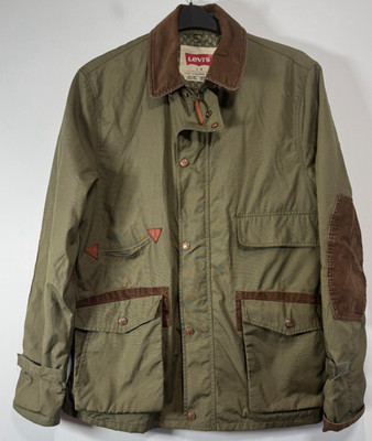 Levi's Jagdjacke Herren groß grün Canvas Ellenbogen Patches Utility Scheunenmantel