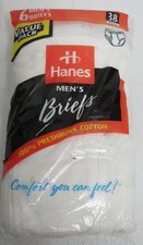Vintage Hanes Briefs Underwear Men's 38 White 6 Pack 1997