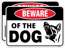 2PC Beware of Dog Sign, 10 X 7 Inches - Aluminum - Beware of Dog Signs for Fence