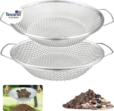 2PCS Soil Sifter for Gardening, Rock Sifter for 5Gallon Bucket, Dirt Sifter Comp
