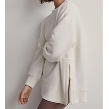 VARLEY Mae Boyfriend Sweat in Egret Ottomon Fabric Size Medium