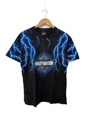 HARLEY DAVIDSON T-shirt M Cotton Blk Total Pattern Used