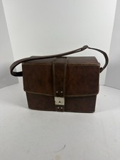 Vintage Cassette Tape Storage Case Faux Leather Locking Carry Organizer