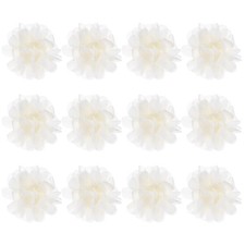 12 PCS Chiffon Flowers 2.76x2.76 Inch Mesh Fabric Home Wedding Decor Beige