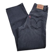 Levi's Ribcage Straight Ankle Jeans Womens 26 High Rise Denim Button Fly Black