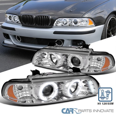#ad Fit BMW 96 03 E39 525i 528i 540i Clear LED Halo Projector Headlights Head Lamps $175.95