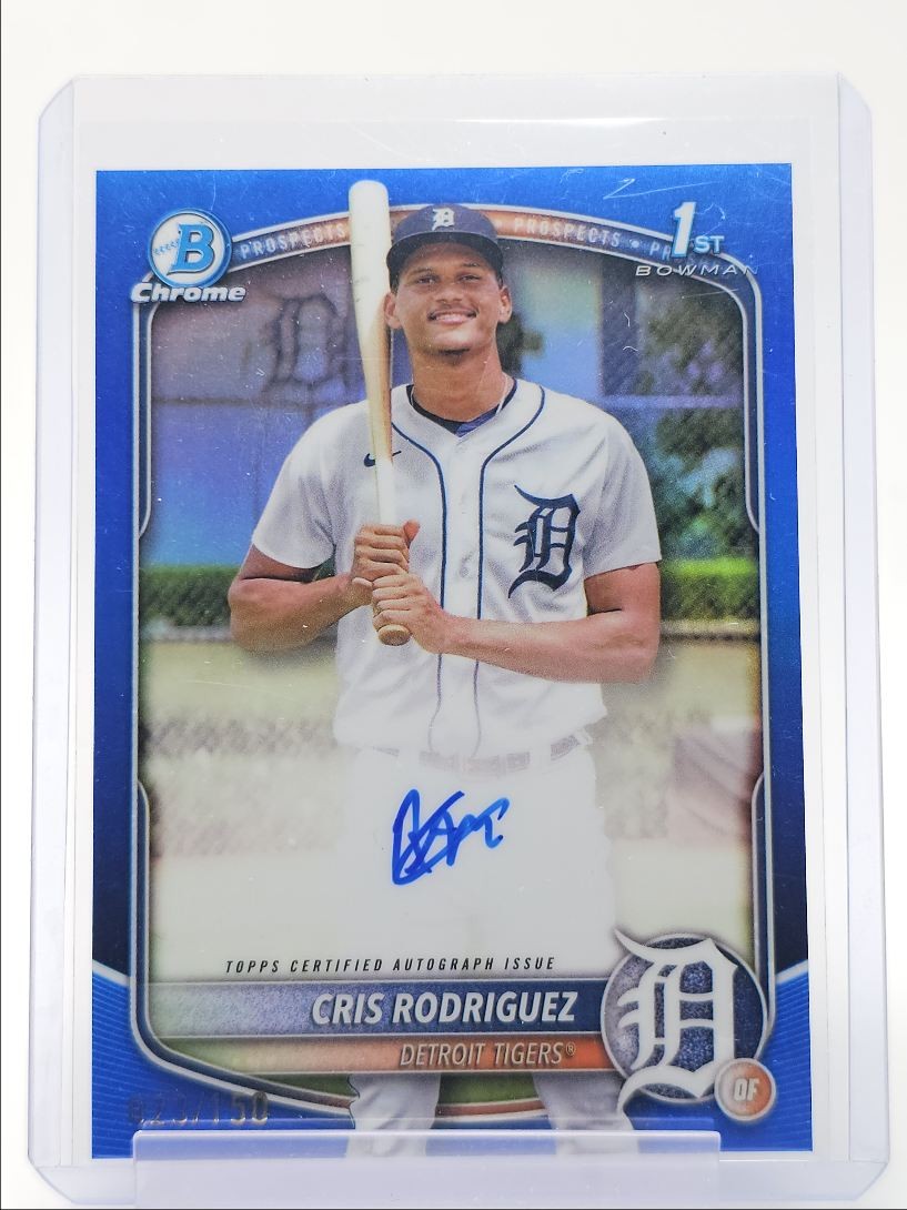 CRIS RODRIGUEZ 2025 BOWMAN CHROME 1ST AUTOGRAPH TRUE BLUE AUTO /150 Q2029