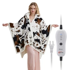 Heated Wearable Blanket Electric Shawl Hoodie 4 Heat Levels Auto Shut Off