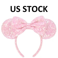 Japan Tokyo Disney Resort Ears Minnie Ears Headband Light Pink Sequin 【US STOCK】