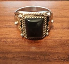 Navajo Running Bear RB Vintage 925 Silver Black Onyx Mens Ring Size 12