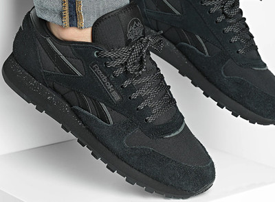 Reebok Classic Leather Kinderschuhe Turnschuhe UK Größe 3 schwarz grau