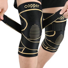 Copper Compression Knee Sleeve 2 Pack Support Brace Running Gym Plus Size