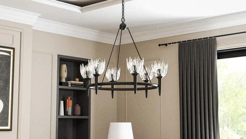 Quoizel SHA5032 Shea 6 Light 31"W Candle Style Chandelier - Gold - Picture 2 of 12