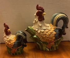 Pre-Owned Jay Import Ceramic 9in Rooster Teapot & Sugar Set