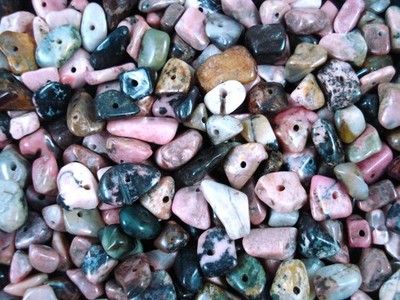 Rhodonite Chips Loose Drilled 500g (1/2kg) DIY Jewellery Bracelets Necklaces