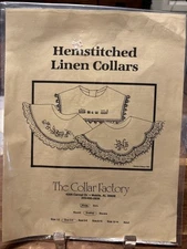 The Collar Factory Hemstitched Linen Collars  White Scallop Size 3-4 W Fabric