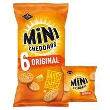 JACOB'S Mini Cheddars Original Multipack Crisps Baked Real Cheese - Pack of 6
