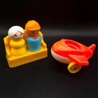 Vintage Fisher Price Little People Lot Airplane Construction Worker Girl Figures