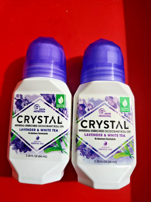 2 PACK CRYSTAL MINERAL ENRICHED DEODORANT ROO ON LAVENDER& WHITE TEA