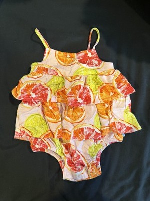 Posh Peanut Citrine Basic Ruffled Spaghetti Romper Size 6-12 Months