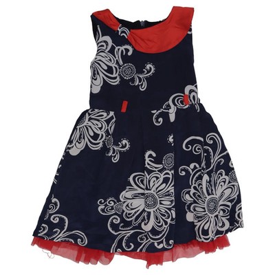 M Junior, Kleid, Größe: 110, Blau/Weiß/Rot, Blumen, Mädchen #8Dv