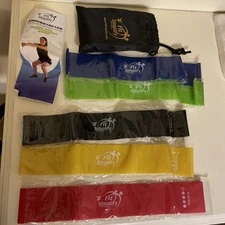 Fit Simplify Resistance Loop Exercise Bands with Instruction Guide-Set of 5 NEW!