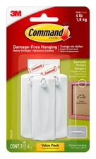 Command Picture Hangers White Damage Free Wall Hooks Pack of 1 Holds 4 lbs