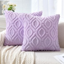 MIULEE Light Purple Throw Pillow Covers 20x20 Winter Plush Faux Wool Set of 2