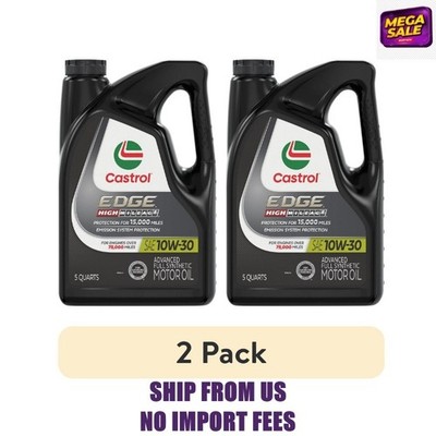 (2 pack) Castrol EDGE High Mileage 10W-30 Advanced Full Synthetic Motor Oil, 5 Q
