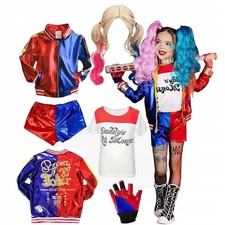 Kids Girls Suicide Squad Harley Quinn World Book Day Cosplay Costume Outfit
