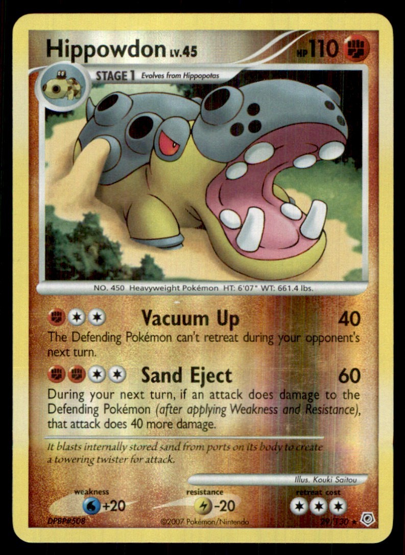 2007 Diamond & Pearl Reverse Holo Hippowdon Stage 1/Rare #29