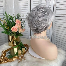 Women Natural Short Straight Wavy Curly Wig Pixie Cut BOB Ladies Party Hair Wigs