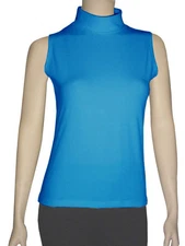 Women Cotton Spandex Sleeveless Fold Over Turtleneck Top 1 by Emily Chen USA