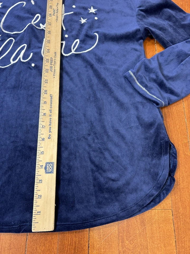 Layla 女式中号 2 件套睡衣套装蓝色长袖裤子法式保暖模糊 — 第 3/4 张图片