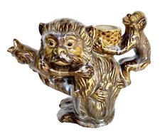 Vintage Ceramic/Pottery Monkey Pitcher, Mother & 2 Babies 9+"