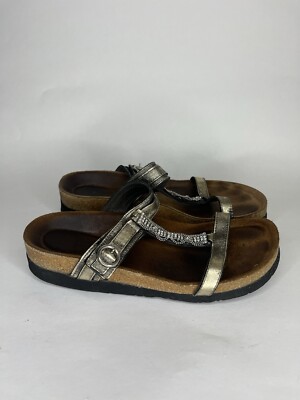 Naot Sandals Slides Women Size 39 US Gold Leather Comfort Strappy