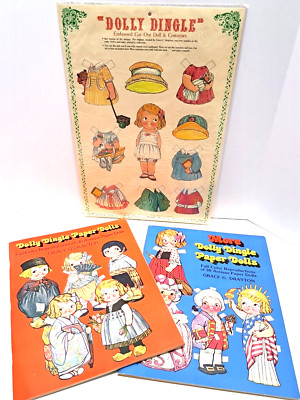 Lot of 3 Vtg Paper Doll Book DOLLY DINGLE PAPER DOLLS Uncut GRACE G DRAYTON '78 