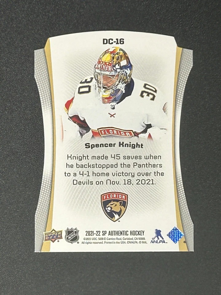 2021-22 SP Authentic Spencer Knight Die Cuts #DC-16 Florida Panthers - Image 2 of 4