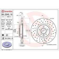 Image of Brembo Xtra Line Vented Brake Disc - Drilled 09.C542.1X - High Quality