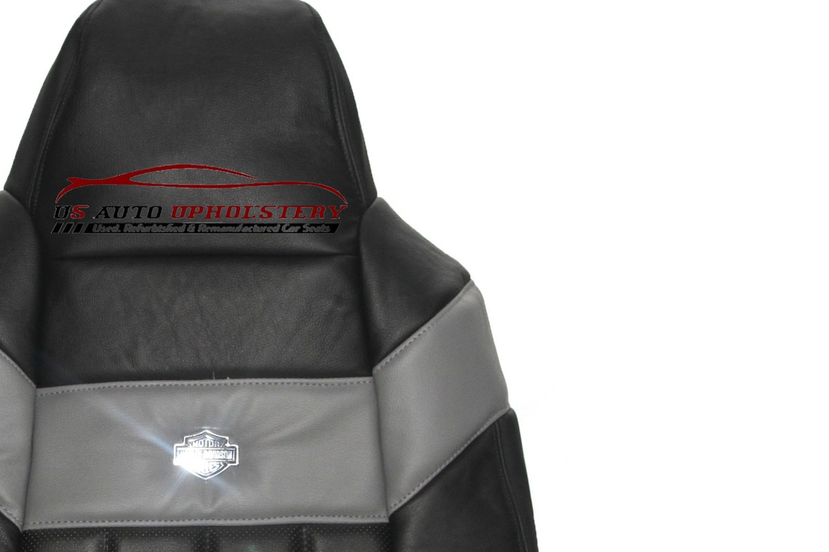 2005-2007 Ford F-350 Harley-Davidson Replacement Leather Seat Cover: Driver Side Lean Back, Black - Richmond Auto Upholstery