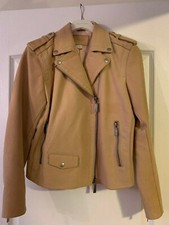 Women Fossil Leather Jacket Sand Color Size S